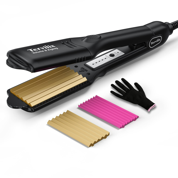 Terviiix Crimper Hair Iron with 2 Interchangeable Plates, Ceramic Hair Crimper