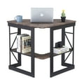 thumbnail image 4 of VECELO Corner Computer Desk with Keyboard Tray and Storage Shelf, Home Office Study Workstation Table , Dark Brown, 4 of 7
