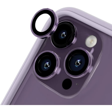 [Pack of 3] RHINOSHIELD Camera Lens Protector Compatible with [iPhone 14 Pro/14 Pro Max] Impact Protection-High Clarity and Scratch / Fingerprint Resistant 9H Tempered Glass with Aluminum Trim-Purple