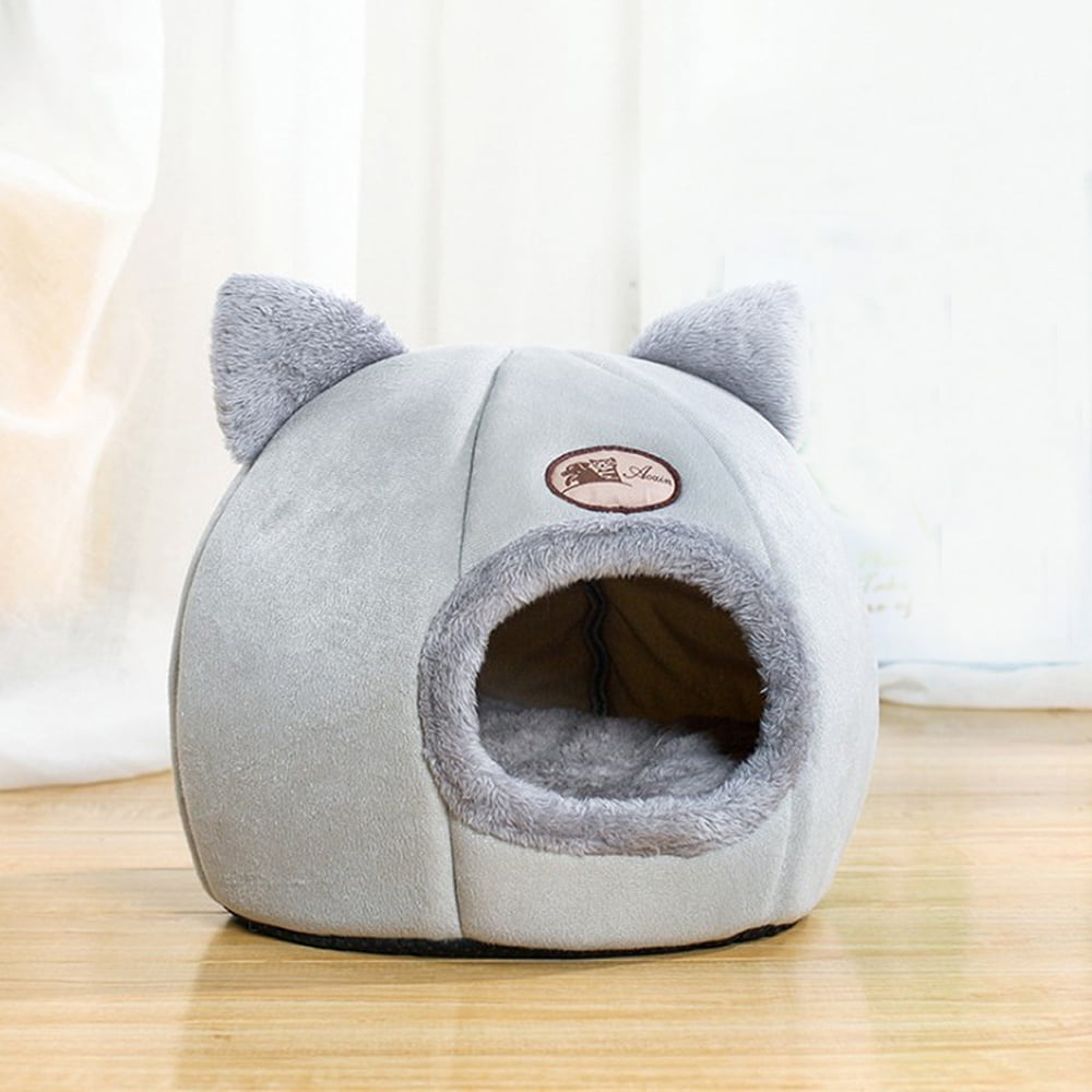 Cat House – Plush Enclosed Cat Bed with Removable Cushion – Pet Cave Bed for Kittens or Small Dogs up to 16lbs