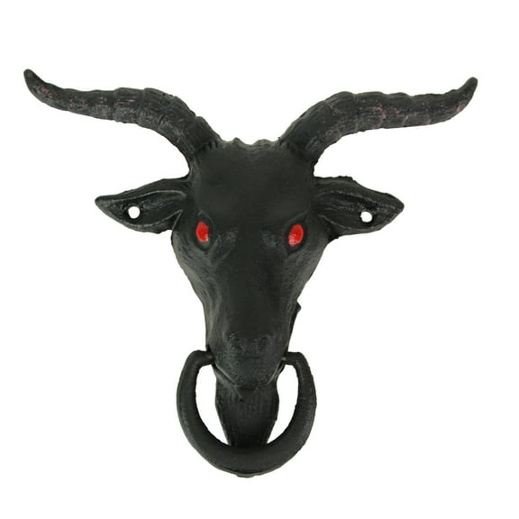 Zeckos Black Cast Iron Goat Decorative Door Knocker Home Decor