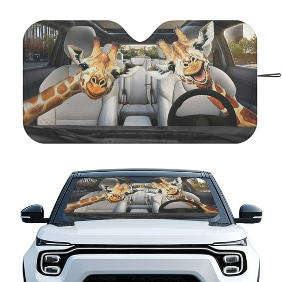 Jeiento Funny Giraffes Car Sun Shade for Windshield Auto Sun Shades Foldable Automotive Interior Accessories for Sun Protection Protector Accessories for Cars Truck SUV