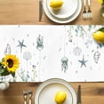 thumbnail image 4 of Table Runner Green Eucalyptus Leaf Table Decoration for Kitchen Dinning Starfish Shell Table Decoration for Indoor Outdoor Party Wedding Decor 13x90inch, 4 of 7