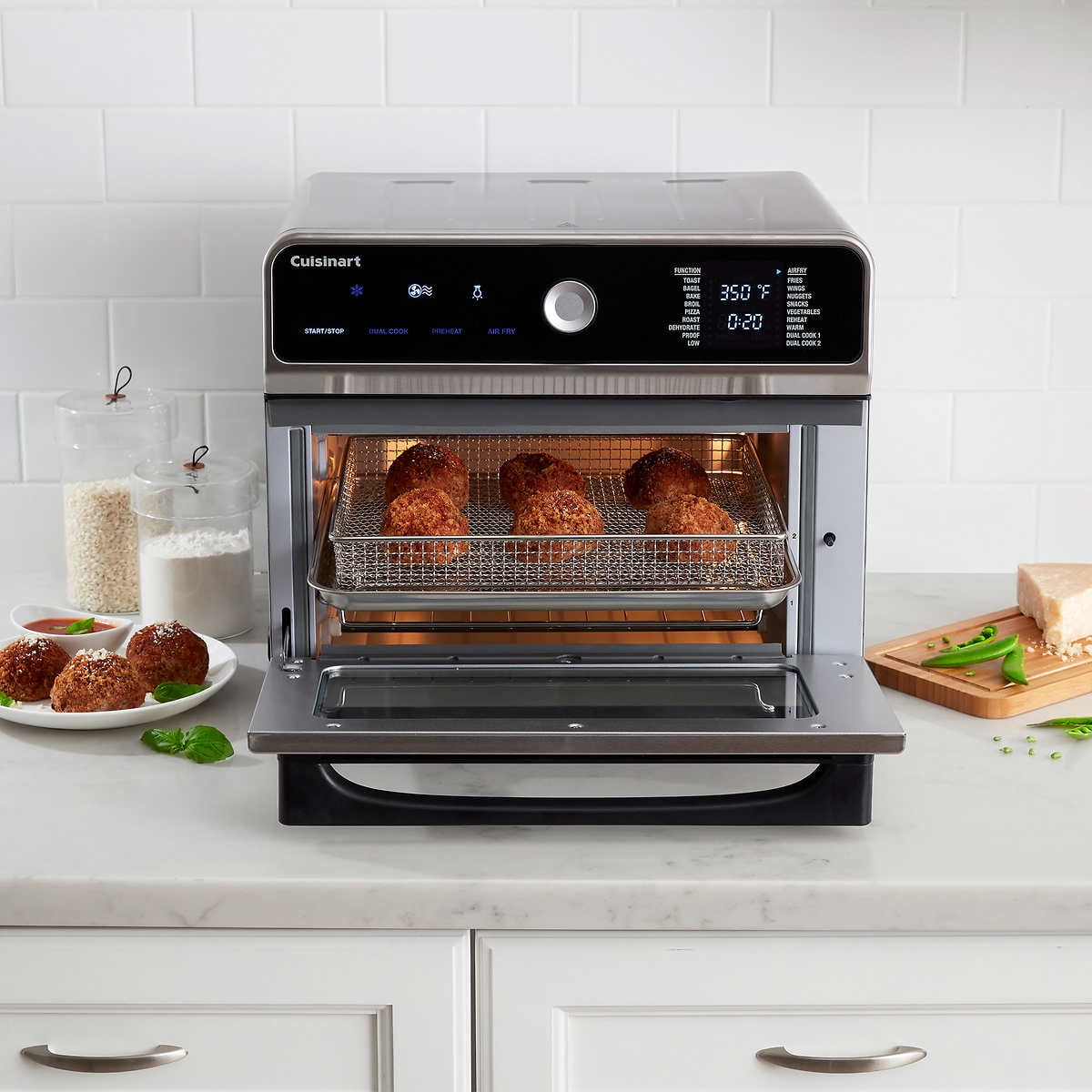Cuisinart Air Fryer Toaster Oven, Digital Display, Digital 1800 Watt,  Adjustable Temperature and Controls, Stainless Steel, TOA-65,Silver