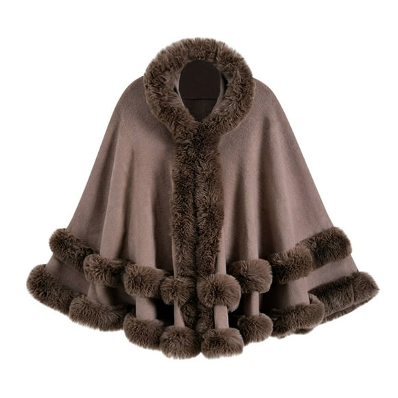 Collants pour Femmes Grande Taille, Veste Chaude pour Femmes avec Cape Tricotée Grande Taille, Col Châle et Capuche