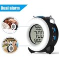 thumbnail image 2 of Reloj despertador digital con sonido (carcasa negra y azul) con dos configuraciones de alarma opcionales, función de repetición, luz de noche y reloj de mesita de noche a batería, 2 of 5