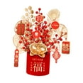 thumbnail image 2 of kowaku 2025 Chinese Lunar New Year Decoration Artificial Potted Fake Flower Blessing Bucket Tabletop Ornament for Holiday Restaurant A, 2 of 9