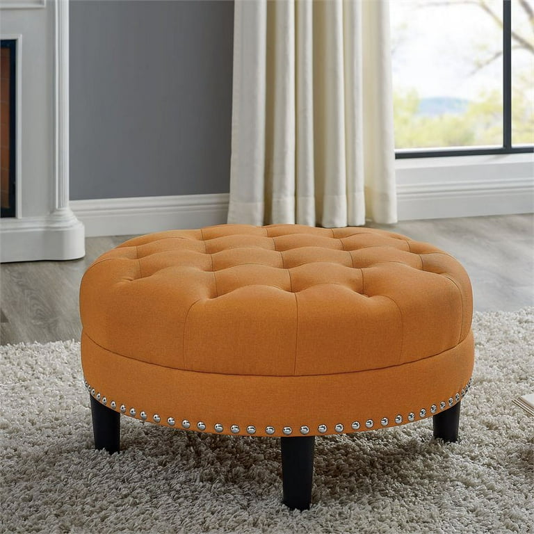Orange outlet tufted ottoman