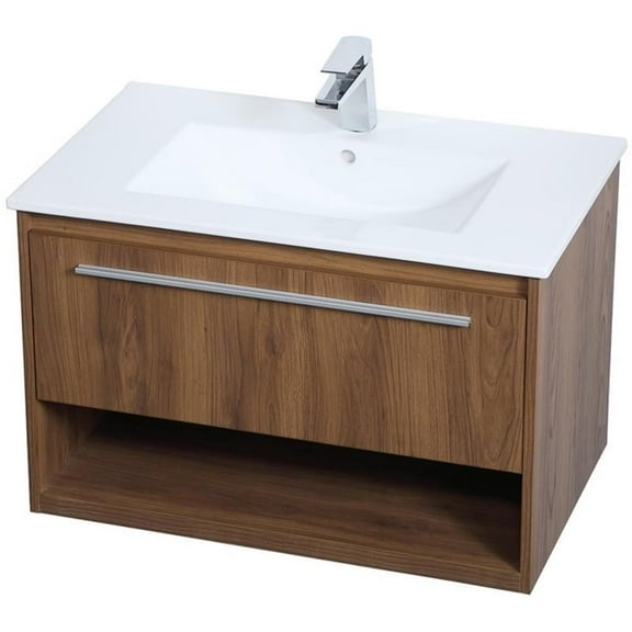 Elegant Decor VF43030WB 30 in. Single Bathroom Floating Vanity in Walnut Brown - 24 x 18.31 x 19.69 in.