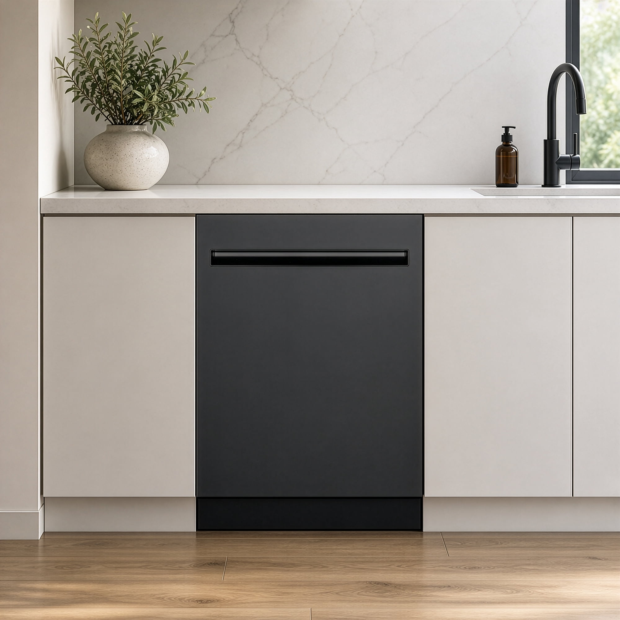 Cosmo 24 in. Icon Collection Top Control Tall Tub Built-in Dishwasher with 3 Racks, Quiet 45 dBa in Matte Black