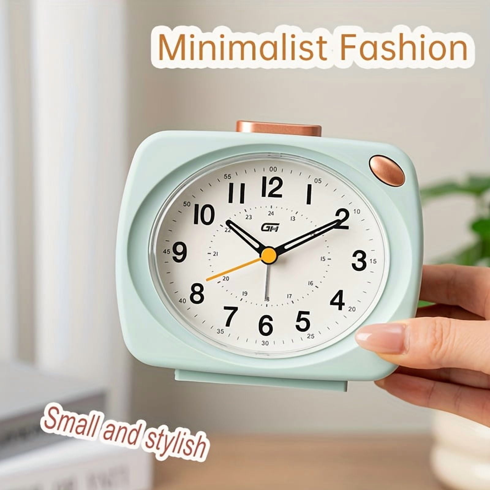 Silent modern bedroom alarm clock with snooze and night light functions | Perfect for bedside, office, or dorm use - a student essential, uses 1 battery (battery not included).