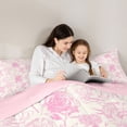 thumbnail image 4 of Homewish Cute Rustic Flower 7 Pieces Bedding Comforter Set,Country Botanical Full Bedding Set,Pink Floral Fitted Sheet Flat Sheet For Girls Kids,Breathable Home Decor Reversible, 4 of 8