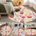 thumbnail image 6 of Spring Tulip Large Area Rugs for Bedroom Living Room, Soft Non Slip Carpet Bedside Rug, Summer Floral Botanical Elegant Round Floor Cover Kitchen Accent Rug 3.3' for Dining Room/Office, 6 of 9
