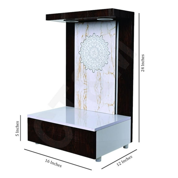 Temples Customized Wooden temple with LED Light for Home and Office Puja Mandir Wall Hanging & Table Top White Mandir 24X12X16 IN