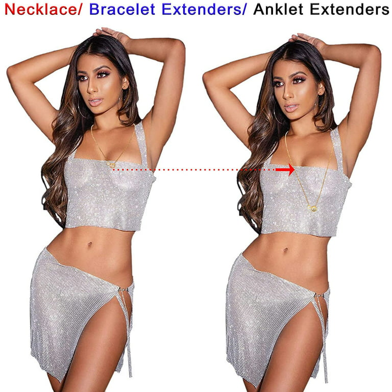 8 Pcs Necklace Extenders Gold Chain Extenders for Necklaces Extensions Bracelet Extender Necklace Extenders for Women,Set 4 Different Length: 6 inch 4