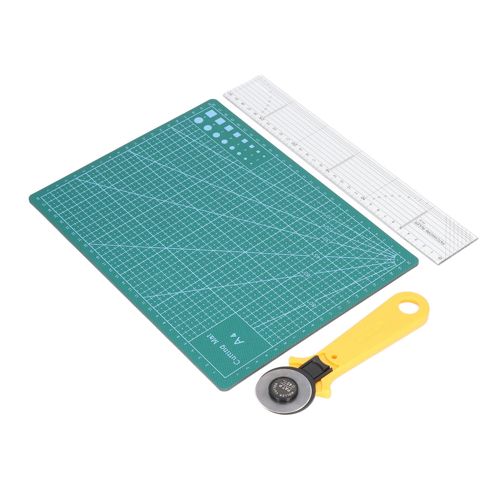 Fyydes A4 Cutting Mat,Self Healing Sewing Mat Set A4 Clear Size Safe Button Sewing Accessories with 45mm Revolving Cutter for  Crafts Quilting,Cutting Mat