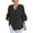 Black-women's linen tee, variant on Dazajoo Womens 3/4 Sleeve Cotton Shirts Vintage Linen Blouses Button V Neck Tunic Tops Solid Color Tees Loose Fit Shirt,Gray,XL