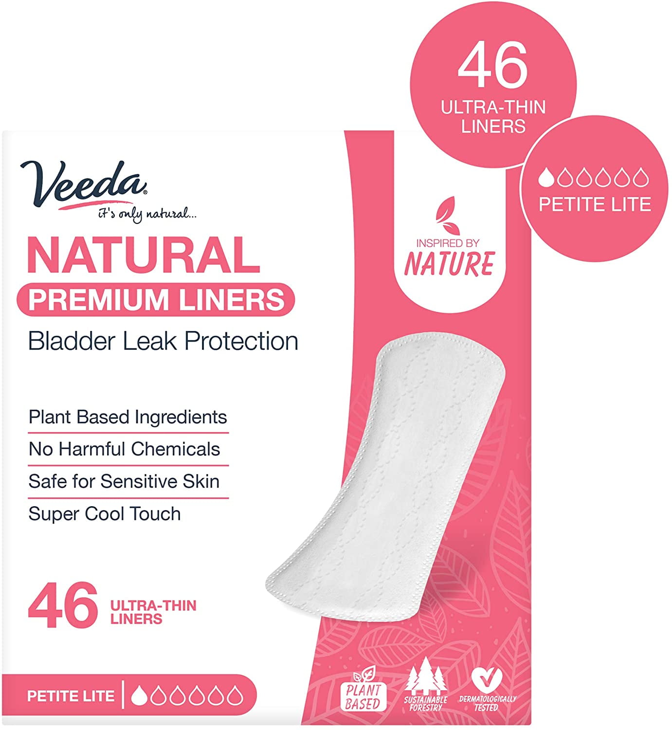 Veeda Daily Natural Premium Incontinence and Postpartum Panty Liners