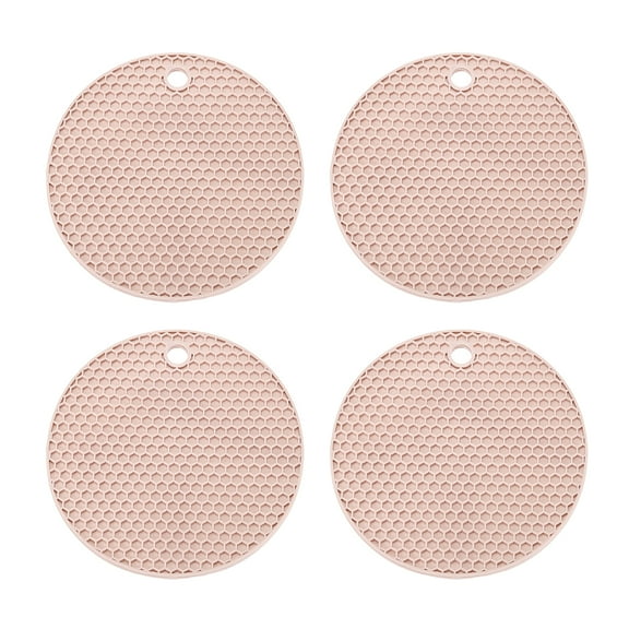 Uxcell Trivets for Hot Dishes 6 Inch, 4 Pcs Silicone Hot Pads Pot Holder Heat Resistant Silicone Trivets Mat Round Silicone Mat Non Slip for Kitchen Countertops, Pink