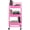 Pink, variant on 3-Tier Metal Mesh Rolling Cart Storage Organizer with Utility Handle and Wheels, Pink