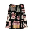 thumbnail image 5 of Women's Round Neck Lightweight Sweater Casual Long Sleeve Christmas Print Knit Pullover for Fall and Winter, Merry Christmas Design, Cozy and Festive, Great as Christmas Sweaters for Women ,Pink,L, 5 of 5
