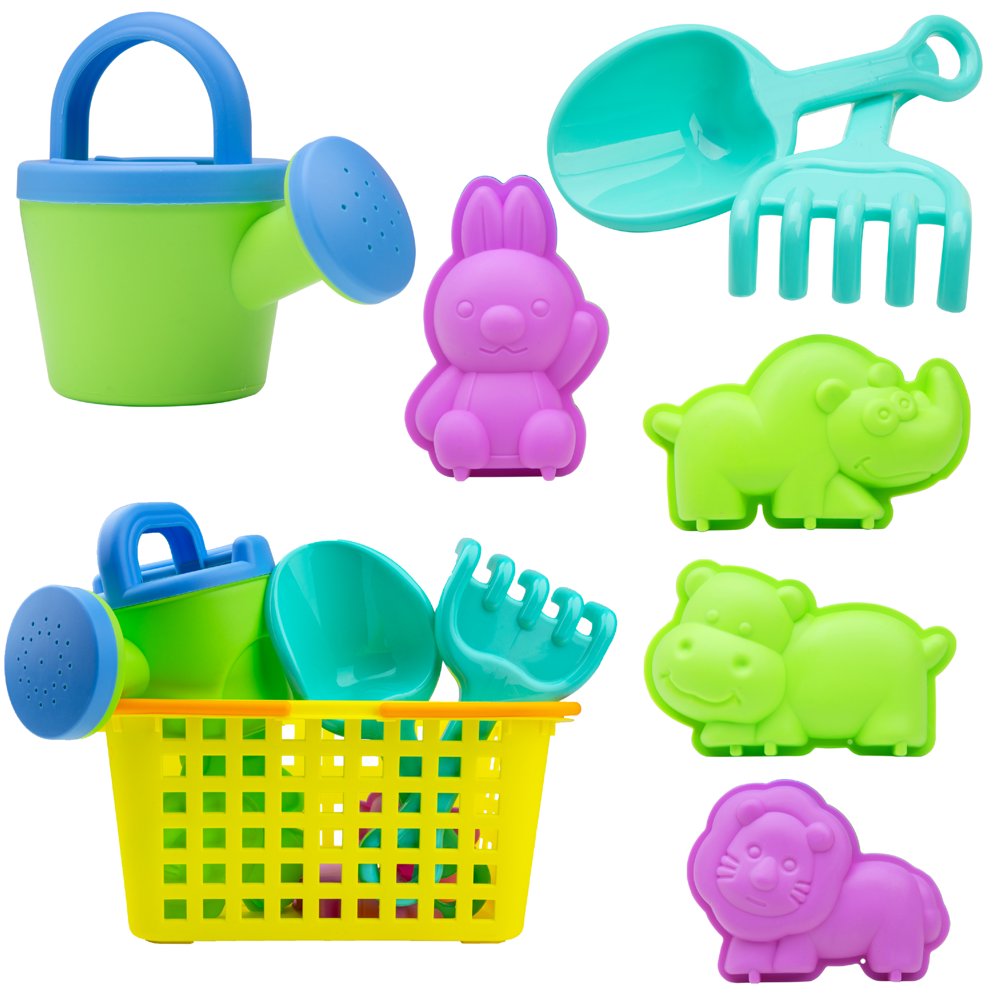USA Toyz Beach Toy Basket Sand Molds 8pc Summer Sand Molds Kit STEM