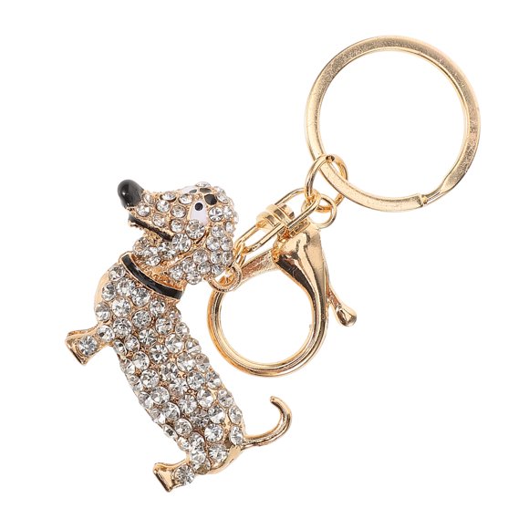 OULII Dachshund Decorations Keyfob Rhinestone Dog Shape 1Pack Holds Keys For Handbag and Backpack