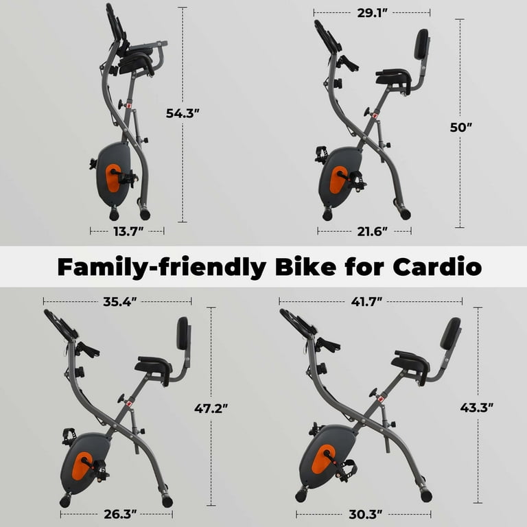 3 in 1 Folding Exercise Bike with LCD Adjustable Resistance Bands Portable for Home Use Walmart