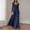 Navy Blue, variant on Women's Elegant Square Neck Long Sleeve Ruched Flowy Maxi Dress – Formal Slim Flowy Evening Party Dress Navy Blue,M