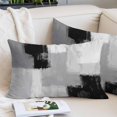 thumbnail image 2 of Black Grey Pillow Covers 12"x20", Abstract Geometric Color Block Oil Painting Soft Brushed Microfiber Breathable Throw Pillow Covers, Decorative Pillowcase with Zipper for Couch Sofa Bedroom, 2 of 9