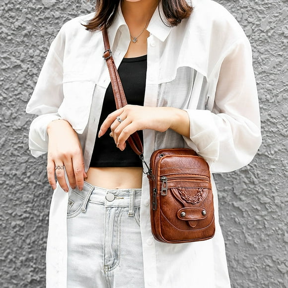 EGNMCR Retro Shoulder Bag Mini Small Bag Multi-compartment Large Screen Cell Phone Bag Women' Cell Phone Bag Coin Purse mini ba