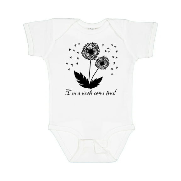Inktastic I'm a Wish Come True Dandelion in Black Boys or Girls Baby Bodysuit