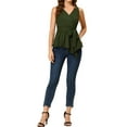 thumbnail image 2 of Allegra K Women's Summer Sleeveless V Neckline Wrap Tie Waist Tops, 2 of 6