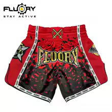 red, variant on FLUORY Muay Thai Shorts Kid's Sanda Kickboxing Mixed Martial Arts Adult Training Boxing Pants Men's and Women's Printed Shorts