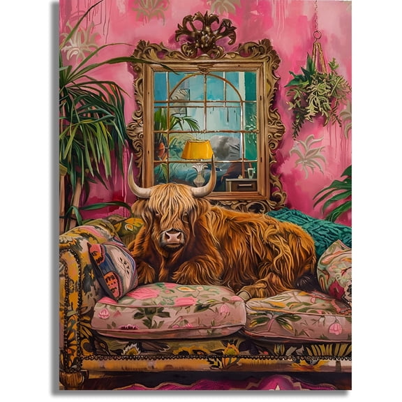 Mosaflare Highland Cow Diamond Art Painting Kits,Art Craft Kits,Full Round Drill,Home Wall and Relaxing 12"×16"