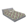 thumbnail image 2 of Ambesonne Flower Fitted Sheet & Pillow Sham Set, Flowers and Leaves Pattern, Full, Multicolor, 2 of 2