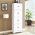 thumbnail image 5 of Wooden Cabinets, Tall Storage Cabinet with 8 Doors and 4 Shelves, Wall Storage Cabinet for Living Room, Kitchen, Office, Bedroom, Bathroom, White, White Living Room Cabinets,Mdf Cabinets With Doors, 5 of 11