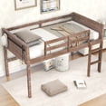 thumbnail image 3 of Churanty Low Twin Size Loft Bed Frame for Kids,Wood Junior Loft Bed Frame with Hanging Clothes Racks, Natural, 3 of 14
