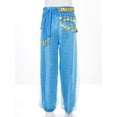 thumbnail image 3 of Kaerm Kids Girls Belly Dance Harem Pants Tribal Arabic Trousers Yoga Pilates Hippie Dance Bottoms Sky Blue M, 3 of 7