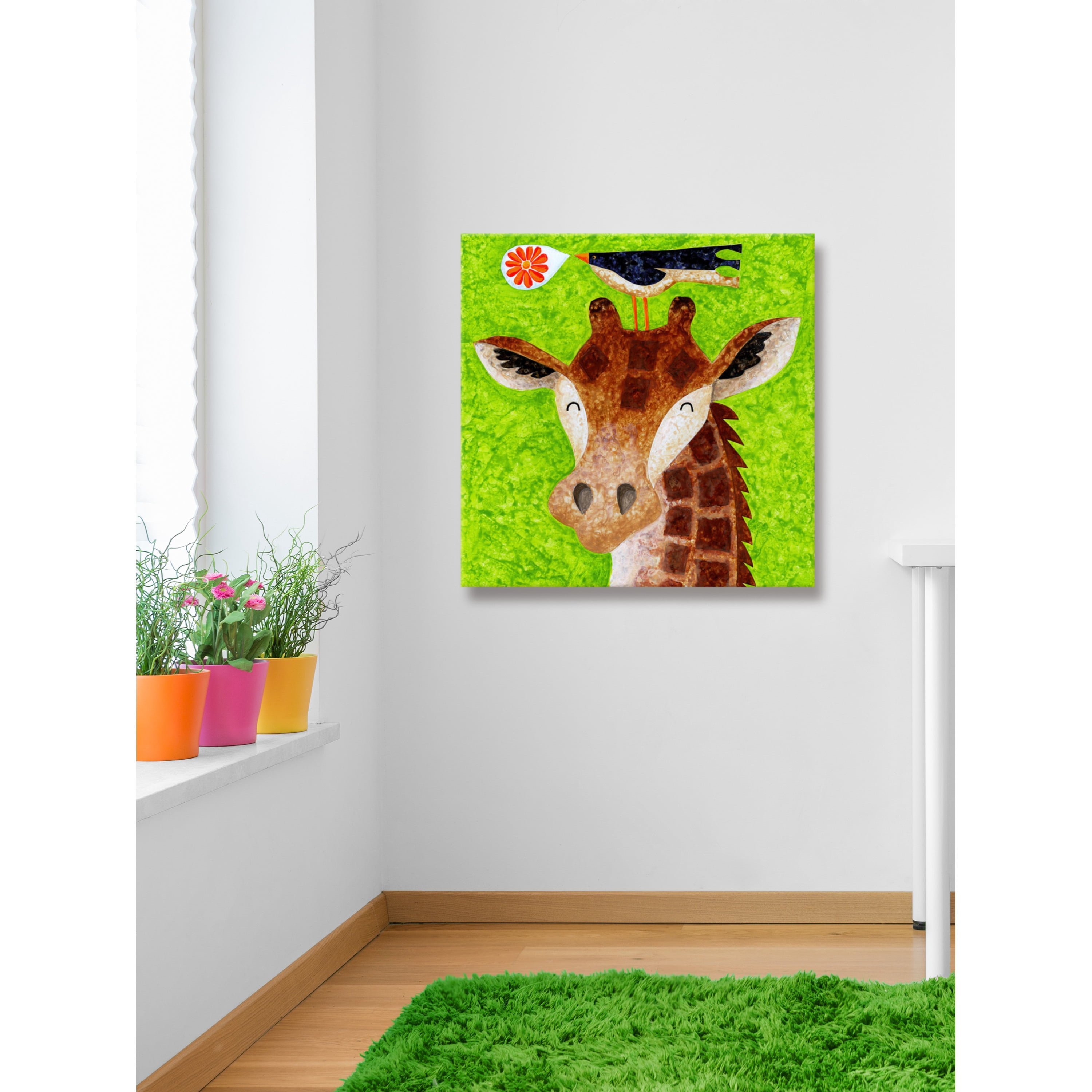 Marmont Hill - "Giraffe Blossom Ballad" by Janet Nelson Painting Print on Wrapped Canvas