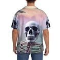 thumbnail image 3 of Pofeuu Mist Sunflower Skull Print Mens Casual Short Sleeve Shirts Beach Summer Spread Collar Pocket Tops Men's Casual Short-sleeved Shirt-X-Large, 3 of 5