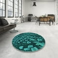 thumbnail image 3 of Ahgly Company Indoor Square Patterned Dark Turquoise Green Area Rugs, 7' Square, 3 of 6