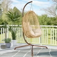 thumbnail image 2 of Autoez Indoor Outdoor Hanging Egg Chair with Stand Foldable Swing Egg Chair with Cushion and Pillow Hammock Basket Chair 350lbs Capacity for Patio Bedroom Balcony， Yellow, 2 of 8