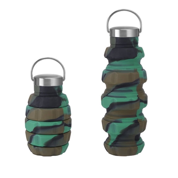 Acdanc Silicone Foldable Water Bottle, Collapsible Portable Hydration Flask, Safe for Hot Liquids, Non-Slip Base for Hiking, Travel, and Fitness