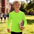 thumbnail image 6 of Boys Girls Long Sleeve Shirts Solid Color Fall Kids soft Crewneck T-Shirts Tops Casual Basic Tees 5-14Y Green 13-14Years, 6 of 7