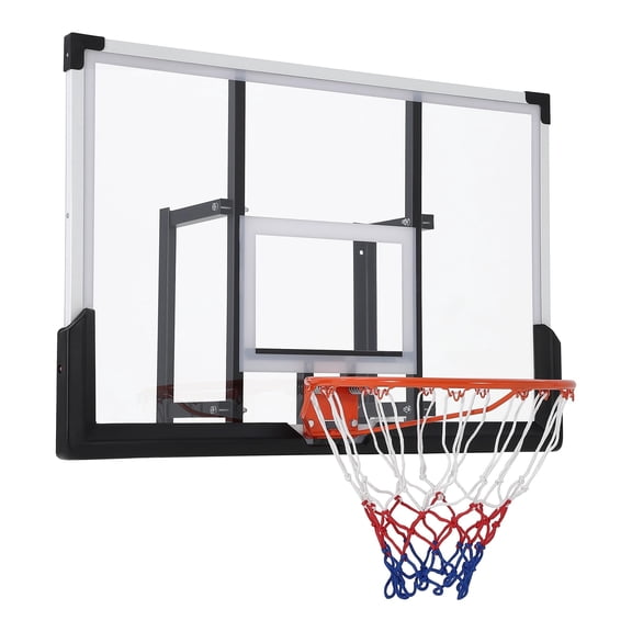 PYY 44-Inch Wall-Mounted Basketball Hoop for Indoor & Outdoor – Portable with Wheels, Adjustable Height, Durable PC Backboard – Includes 44 inch Size