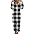 thumbnail image 2 of AUNVITO Women's Plush Jumpsuit Hooded Long Sleeve with Zipper and Two Pockets Casual and Cozy Homewear, 2 of 7