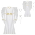 thumbnail image 2 of iiniim Girls Halloween Cosplay Angel Dress with Feather Wings Headband Fairy Sticks Set White 12, 2 of 7