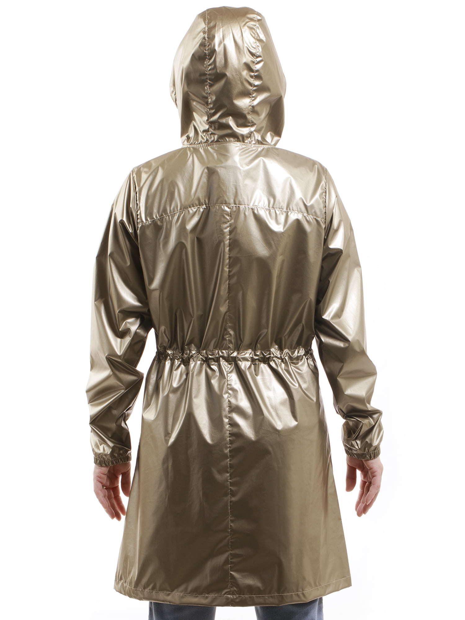 totes Recycled Metallic Rain Jacket with Reflective Zipper totes Recycled Metallic Rain Jacket with Reflective Zipper