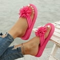 thumbnail image 4 of Flower Beach Flip Flops for Women 2025 Memory Foam Platform Wedge Slippers Indoor Outdoor Dress Sandals, 4 of 7